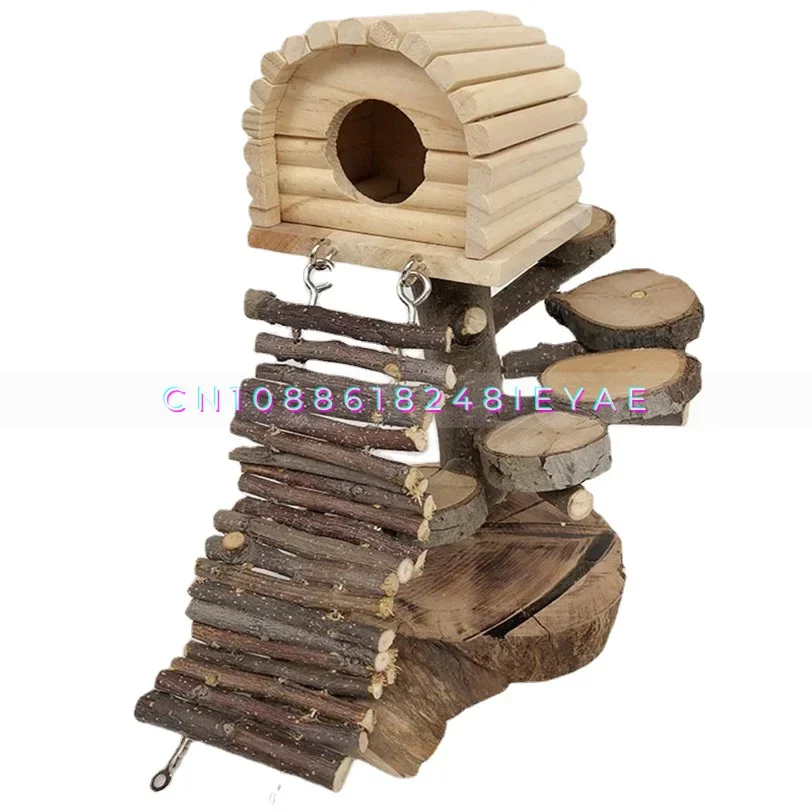 Natural Apple Wood Hamster House Small Animal Cage Landscaping Supplies Rat Accessories  Hamsters Ladder Chipmunk House