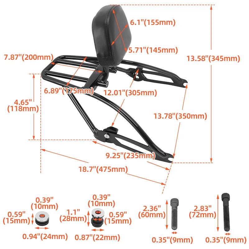 Motorcycle Iron Passenger Sissy Bar Backrest With Luggage Rack For Harley Street 500 Street 750 XG500 XG750 2015-Up Accessories