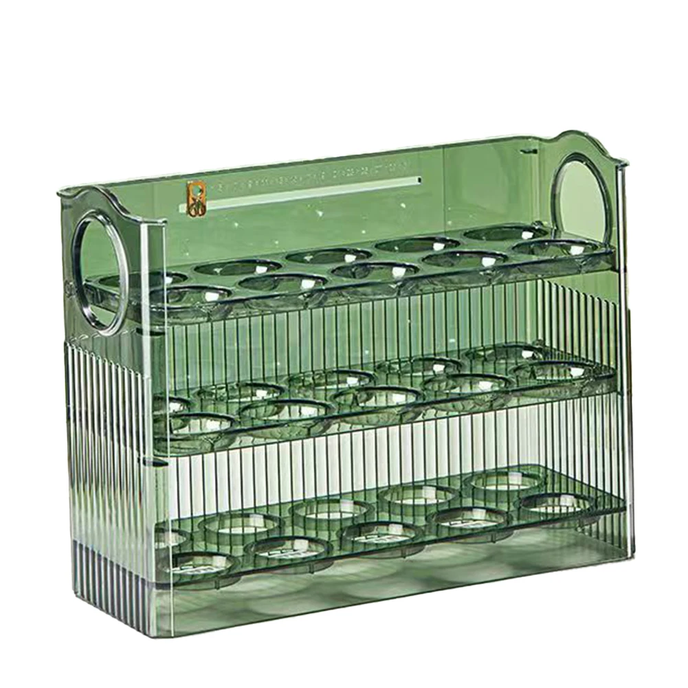 Transparent Automatic Flip Egg Storage Box For Refrigerator Side Door Kitchen Egg Rack Organizer PET
