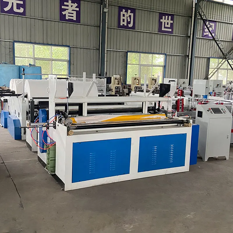 Customized Automatic PLC Controlled Pump & Gearbox Jumbo Roll Paper Roll Rewinding Machine For Toilet Tissue Production