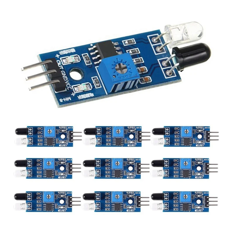 AS94-10Pcs Intelligent Car Infrared Obstacle Avoidance Sensor Module Infrared Tube Module Photoelectric Reflection Sensor