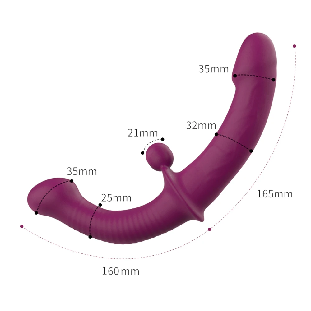 Dildo vibratório Strapless Double-Head, Massageador de próstata anal, Vibradores G Spot, 10 velocidades