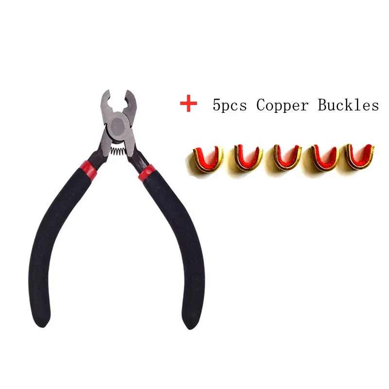 Archery Bowstring Position Buckle Clip Install Pliers Carbon Steel Clamp Head 5pcs Copper Buckles Shooting Hunting Accessories