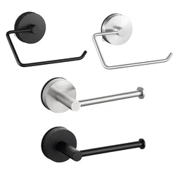 Stainless Steel Paper Towel Holder Toilet Roll Paper Holder No Hole Non-punching Kitchen Bathroom Toilet Lengthen Storage Rack