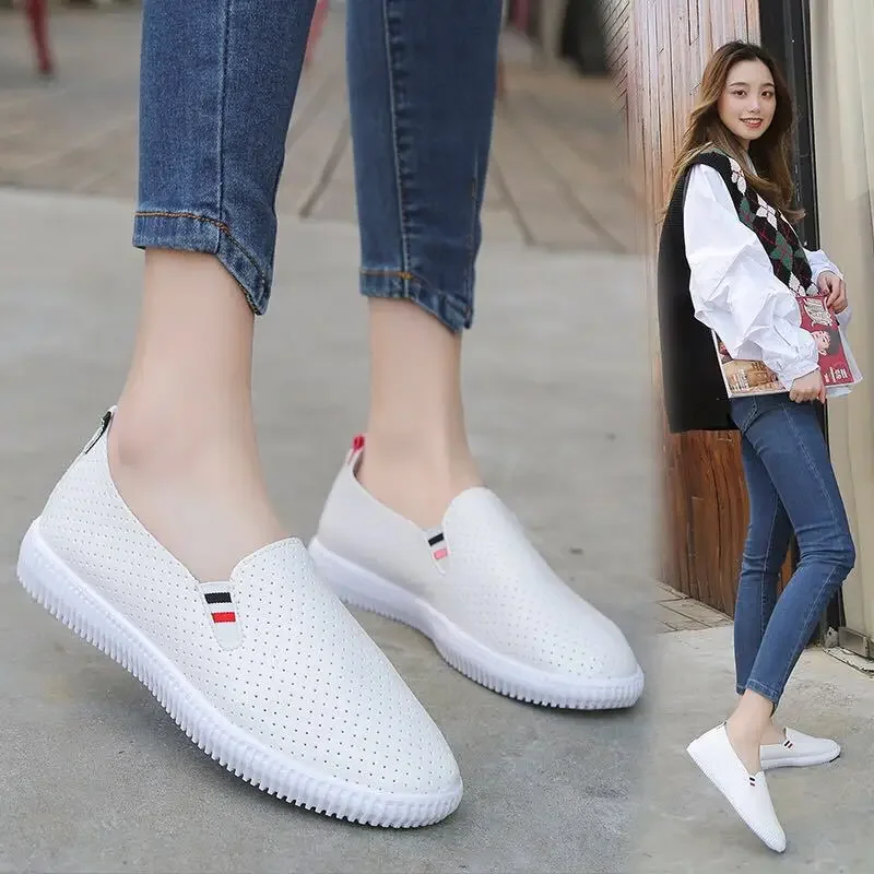 Dames Sneakers Witte Flats Uitgesneden Dames Loafers Pu Lederen Instappers Lage Hakken Casual Schoenen Espadrilles Dames Schoenen