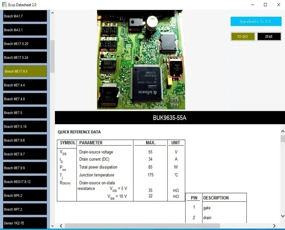 Ecus Datasheet 2.0 ECU Repair Software PCB Schematics with Electronic Components of Car ECU Additional Information For IAW Bosch