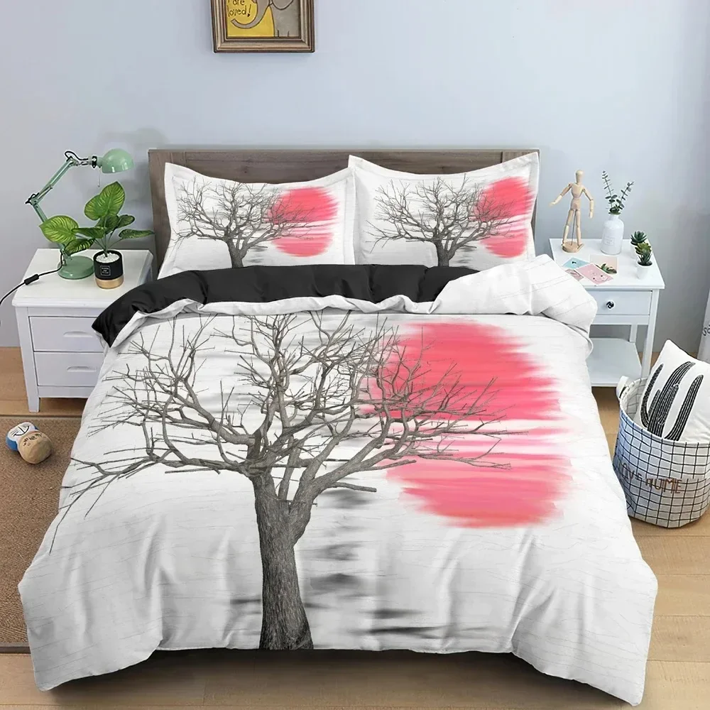 

Top 3D Landscape Duvet Cover Bedroom Decor Luxury Bedding Set Tree Silhouette Against Sunset Sky Quilt Cover King Twin Single