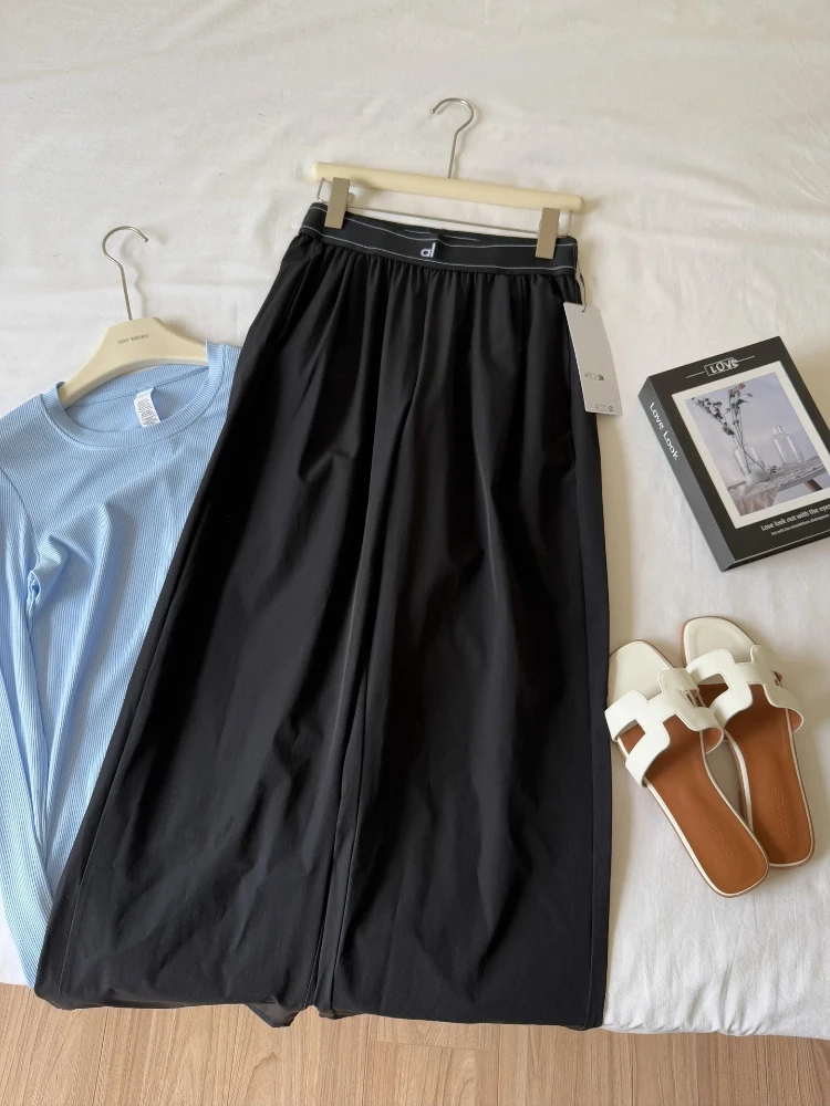 Nuovi pantaloni sportivi casual estivi, pantaloni larghi a vita alta da donna, pantaloni da donna traspiranti ad asciugatura rapida in puro colore