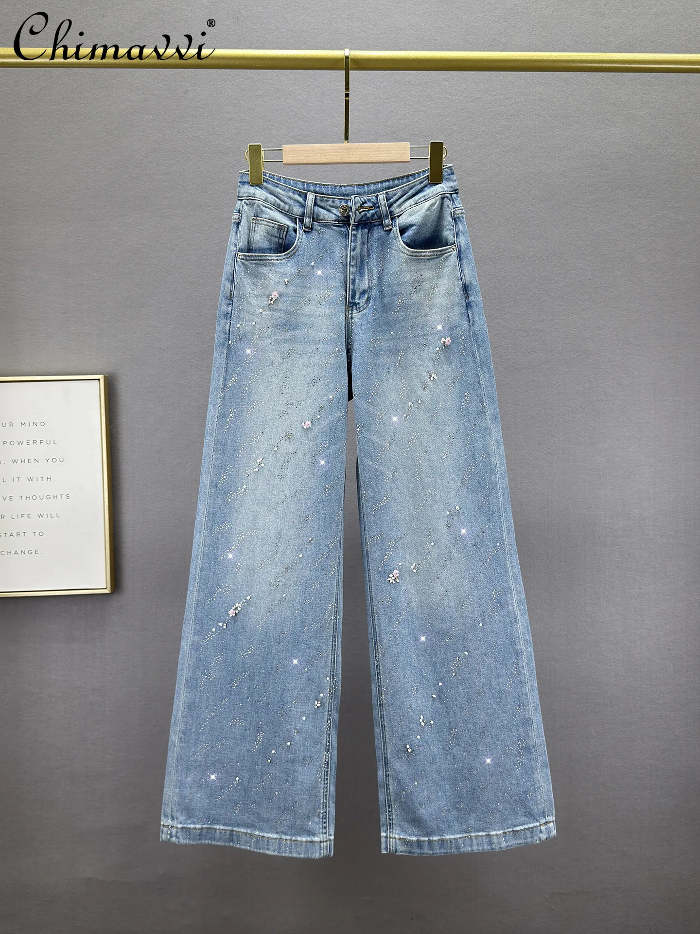 

Heavy Hot Diamond Jeans Women's Loose Pants 2026 Spring New Fashion High Waist Loose Slimming European Long Denim Pants