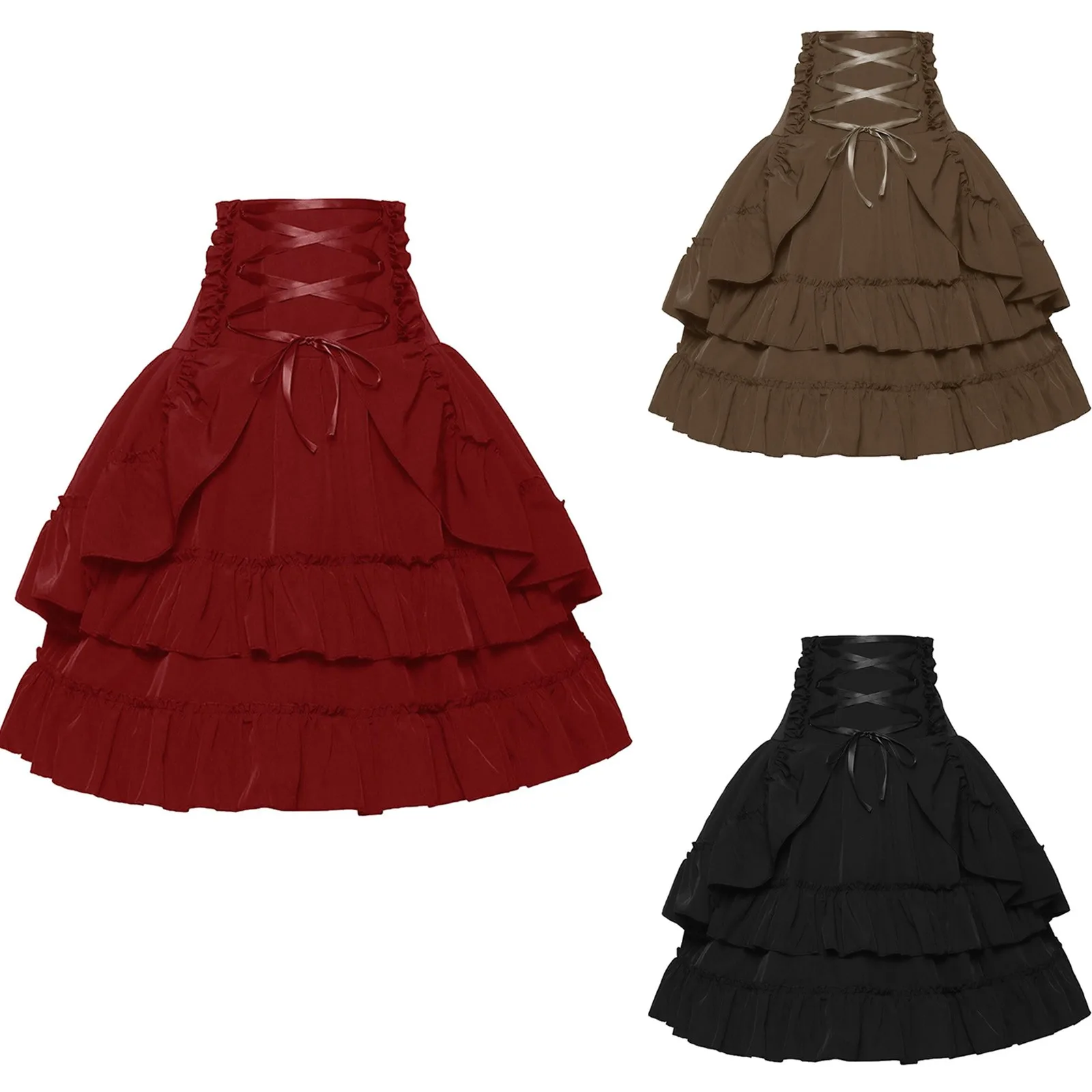 

Classic Lolita Short Skirts Ruffle Tiered Pretty Bow Cosplay Costumes Women Medieval Vintage Frill Frock Cosplay Skirts 2024