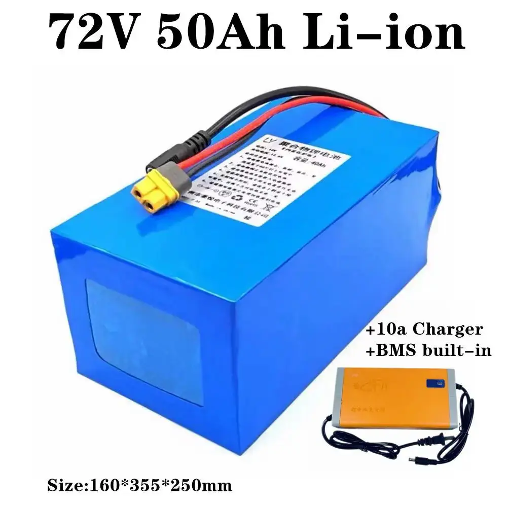 

customized 72v 50Ah lithium ion with BMS for 5000W 10KW bicycle scooter ebike Motorcycle Forklift Crane truck +10A charger