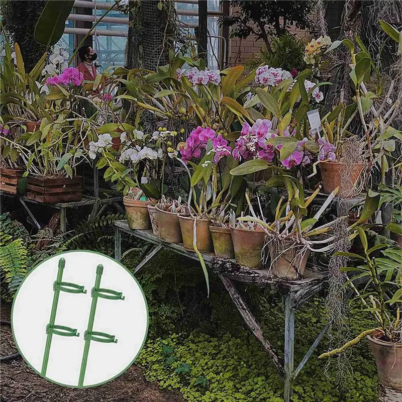 A02M-40 Pack Plant Support Stakes Adjustable Garden Single Stem Floral Flower Support Stake Plant Cage Support Rings