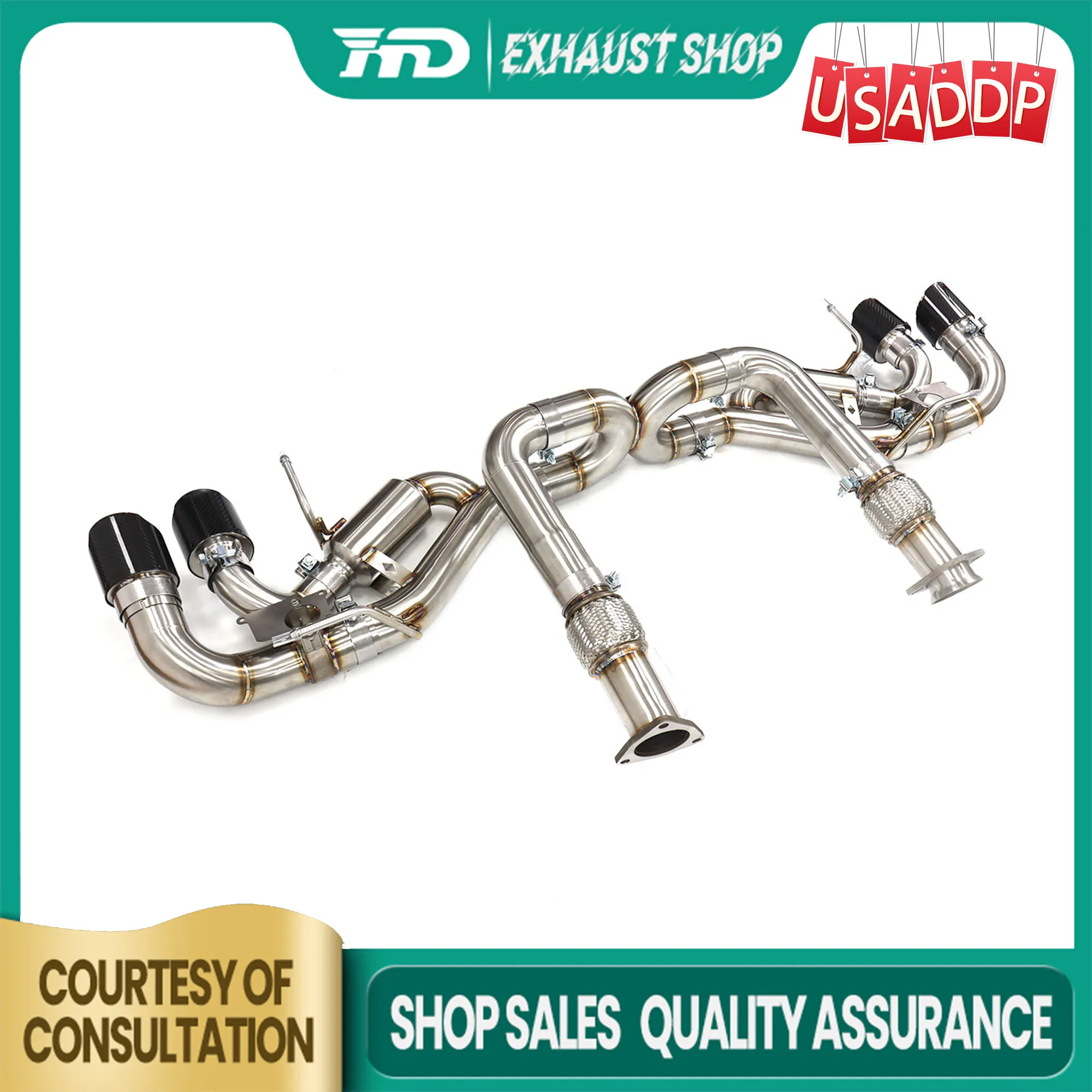 

HMD Exhaust Catback for Corvette C8 Z51 SS304 OEM Valve Muffler Tips Exact Fit X-pipe design Continuous surprises