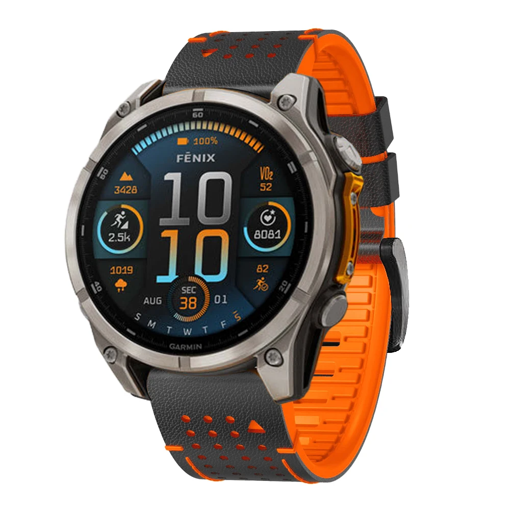 For Garmin Fenix 8 47mm 51mm Strap 22mm 26mm Silicone+Leather Bracelet for Fenix 7X 7 6X 6 5X Epix Gen Pro 2 47/51mm Band Corrre