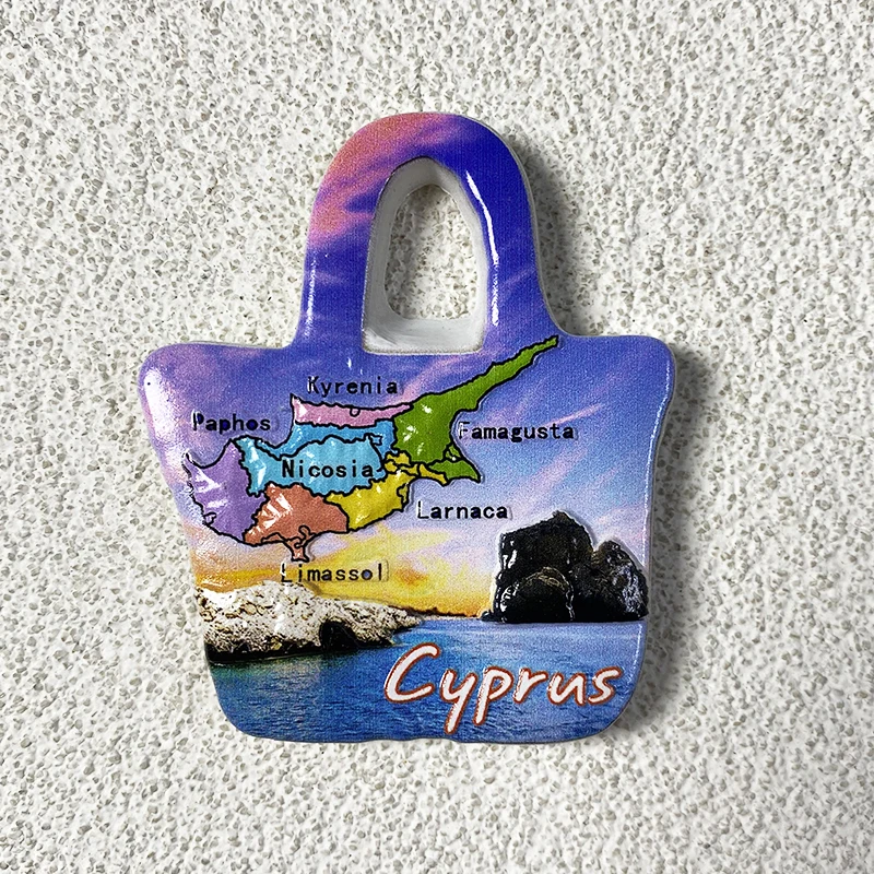 cyprus Handbag Landmark City Architecture Tourist Souvenir Fridge Magnets