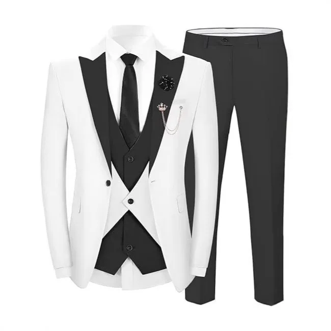 Royal Blue Men Suit Slim Fit Business Formal Tuxedo for Wedding Groomsmen Blazer 3 Pieces Suits Jacket Vest Pants Costume Homme