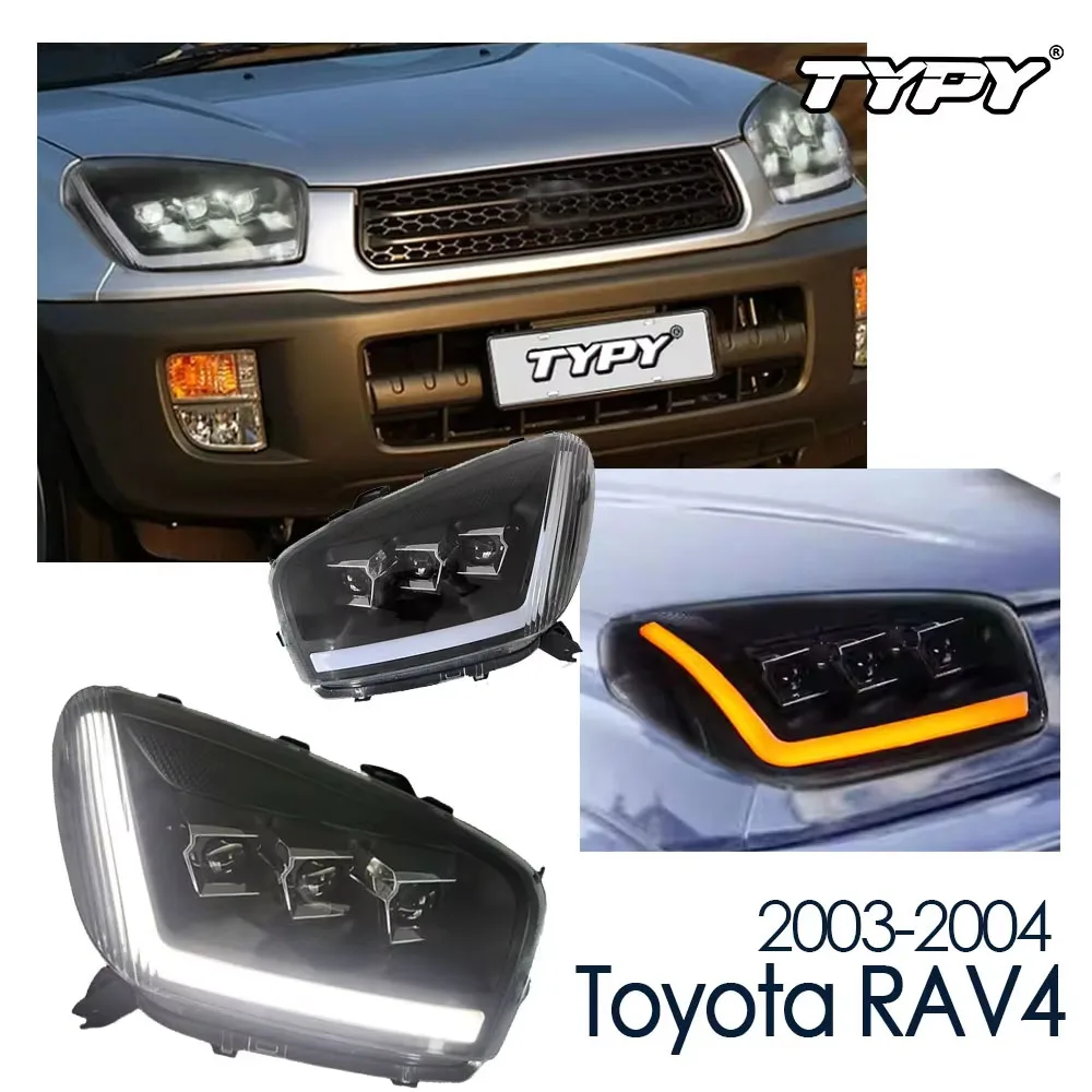 

Светодиодные фары в сборе для Toyota RAV4 2003-2004 DRL, динамический указатель поворота, светодиодные дневные ходовые огни, указатель поворота, фара