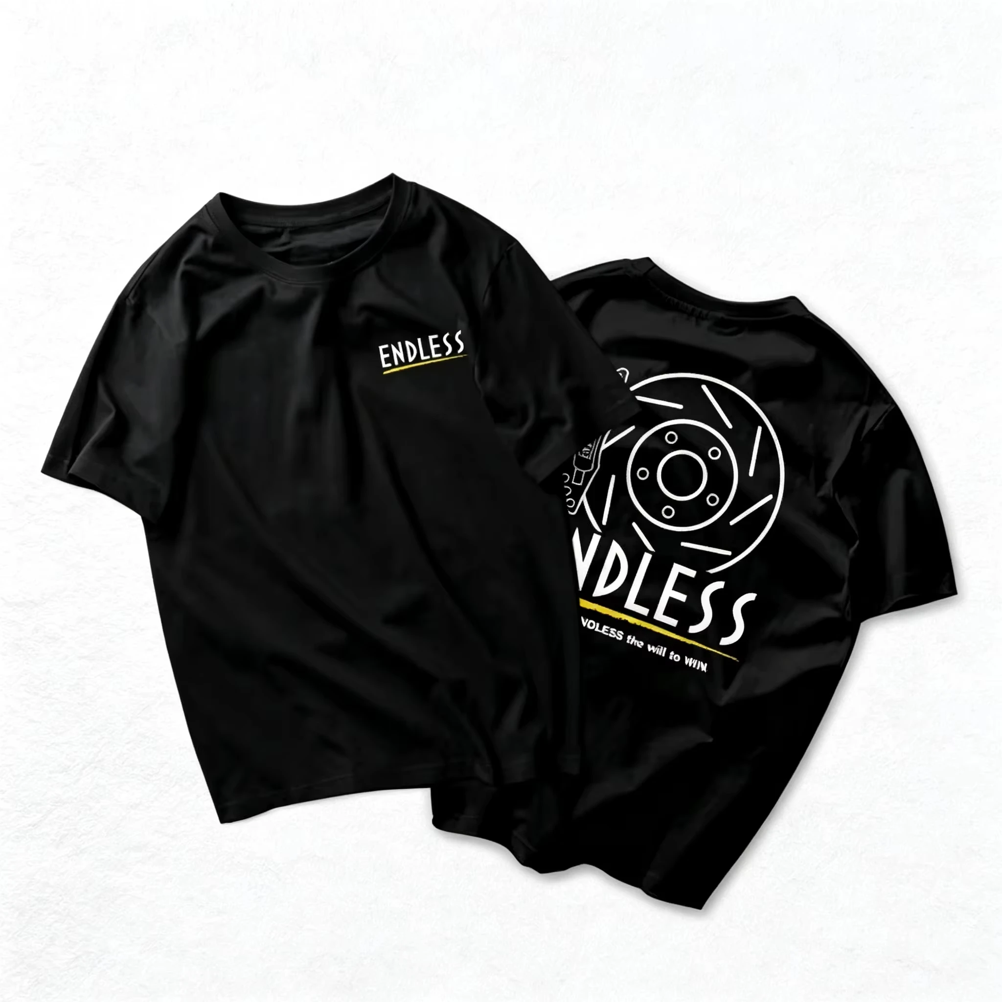 2026 Unisex Automotive Racing Tee Crew Neck Front Back Double-side Car Brake Rotor Sketch Print Black Street Short Sleeve Tees