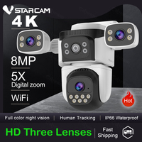Vstarcam 4K Three Lens IP Camera 5X Zoom WiFi Outdoor PTZ Camera Human Tracking IP66 Waterproof Video Surveillance Camera