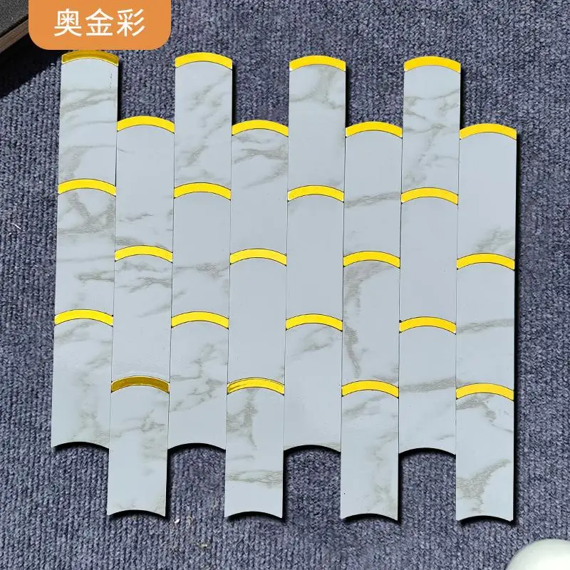 30x30cm 3D Metal Aluminum-plastic Mosaic Marble-pattern Waterproof White Self-adhesive Wall Sticker Background Wall Decoration