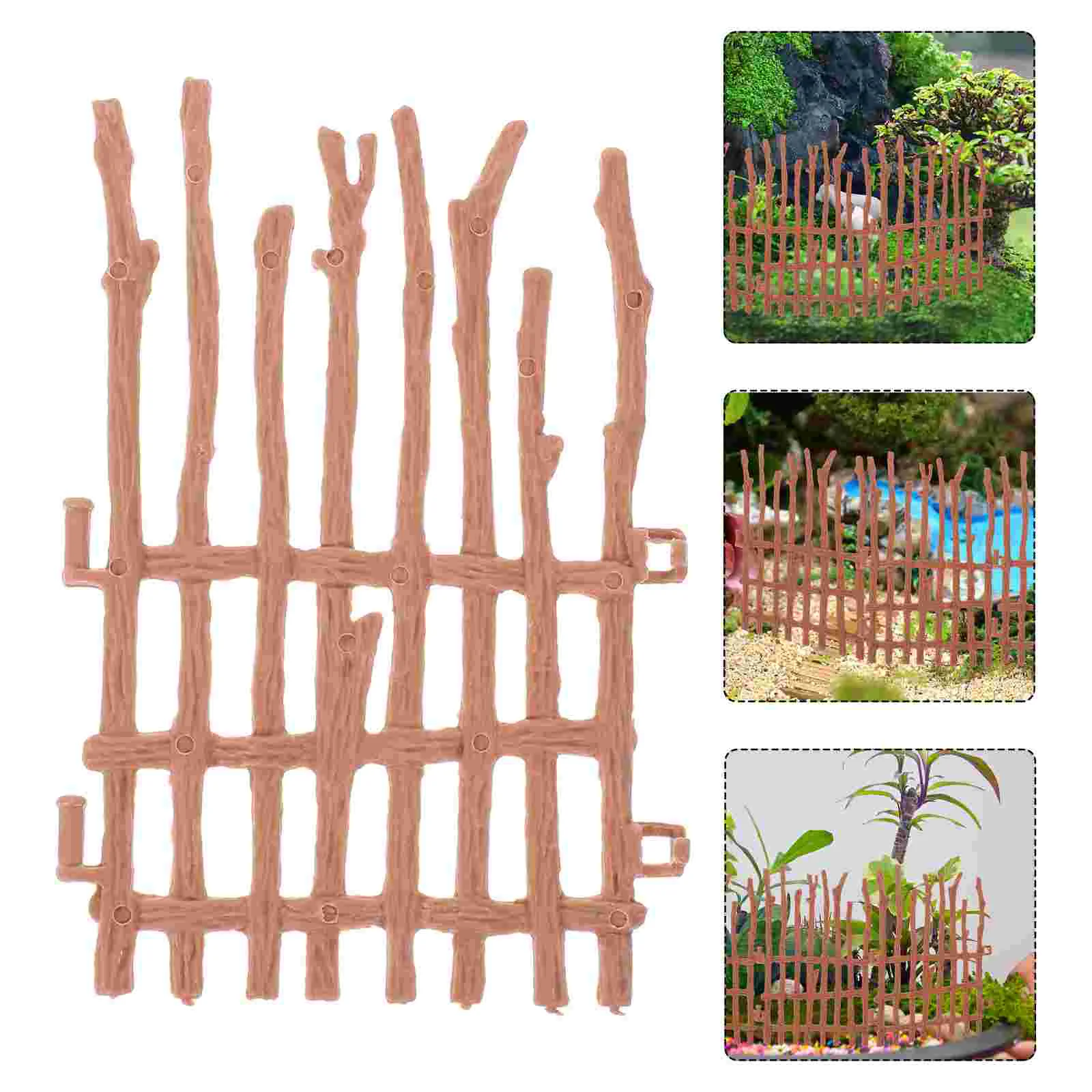 

Farm Fence Toys Mini House Garden Decoration Model Set Fake Adornment Brown Miniature Plastic Models