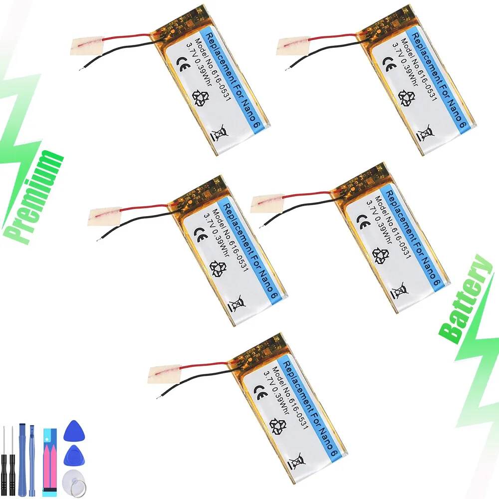 

5PCS REPLACEMENT FOR IPOD NANO 6 6TH GENERATION A1366 BATTERY 616-0531