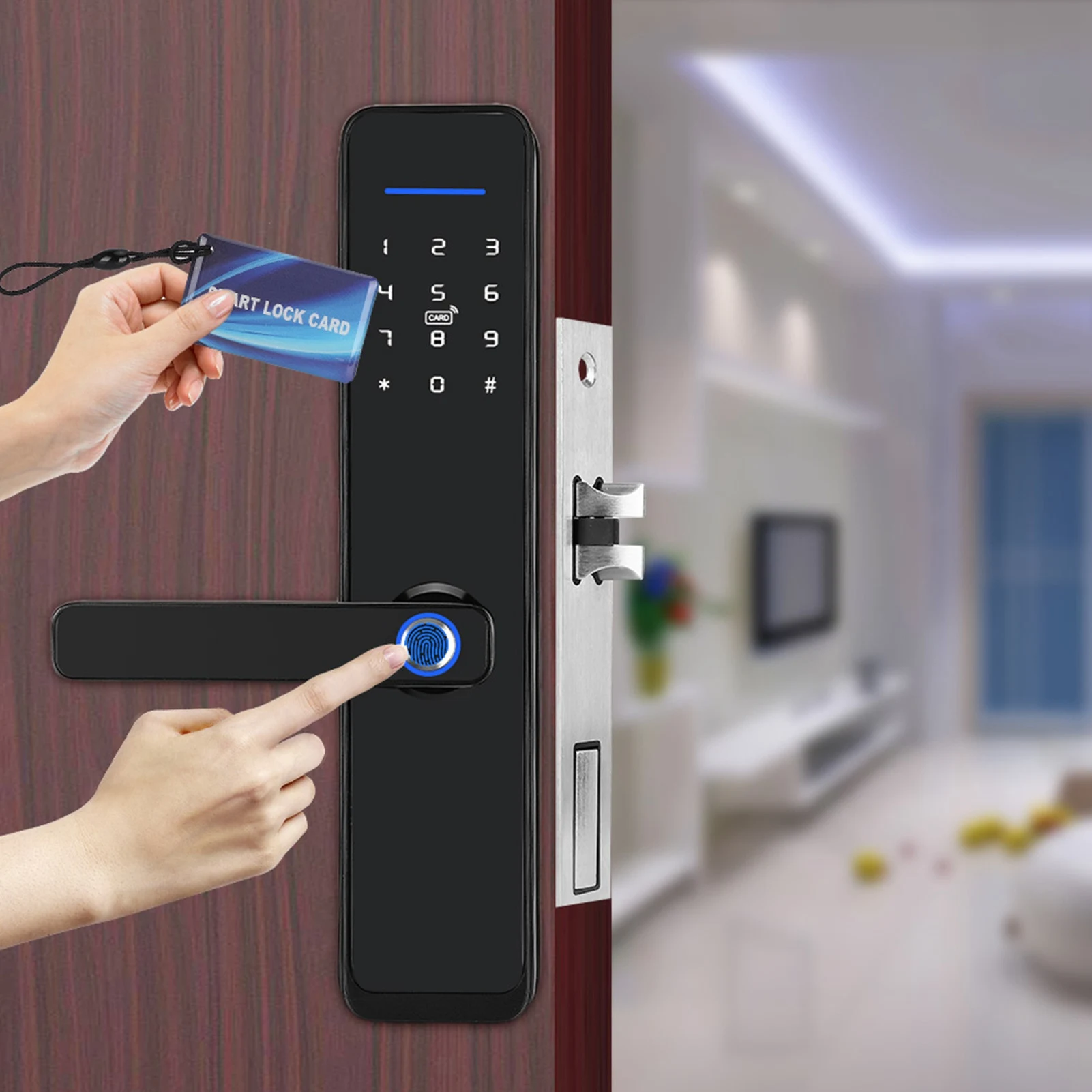 Lever  Remote Control  WiFi Electronic Door Handle  Password Fingerprint IC  Remote Work for Smart