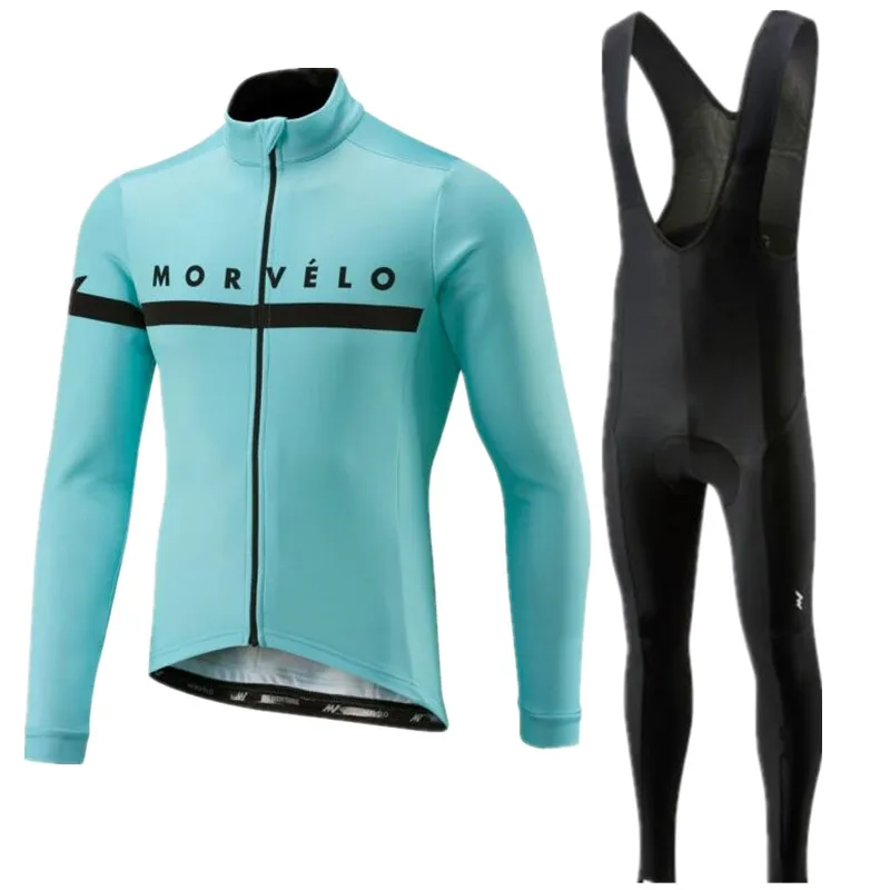 

Pro Team Morvelo Long Sleeve Cycling Jersey Pants Set Clothing Road Bike Jerseys Bicycle Clothes Bib Suits