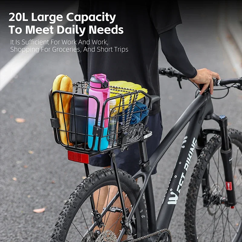 WEST BIKING Bicycle Rear Carrier Basket Quick Release Cargo Racks MTB Trunk Rack For Travel Luggage Straps Locatable Reflector