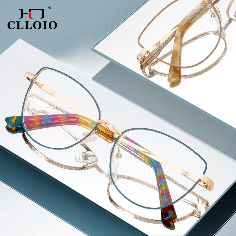 

CLLOIO Women Fashion Cat Eye Customisable Myopia Prescription Optical Lenses Anti Blue Light Butterfly Recipe Reading Glasse