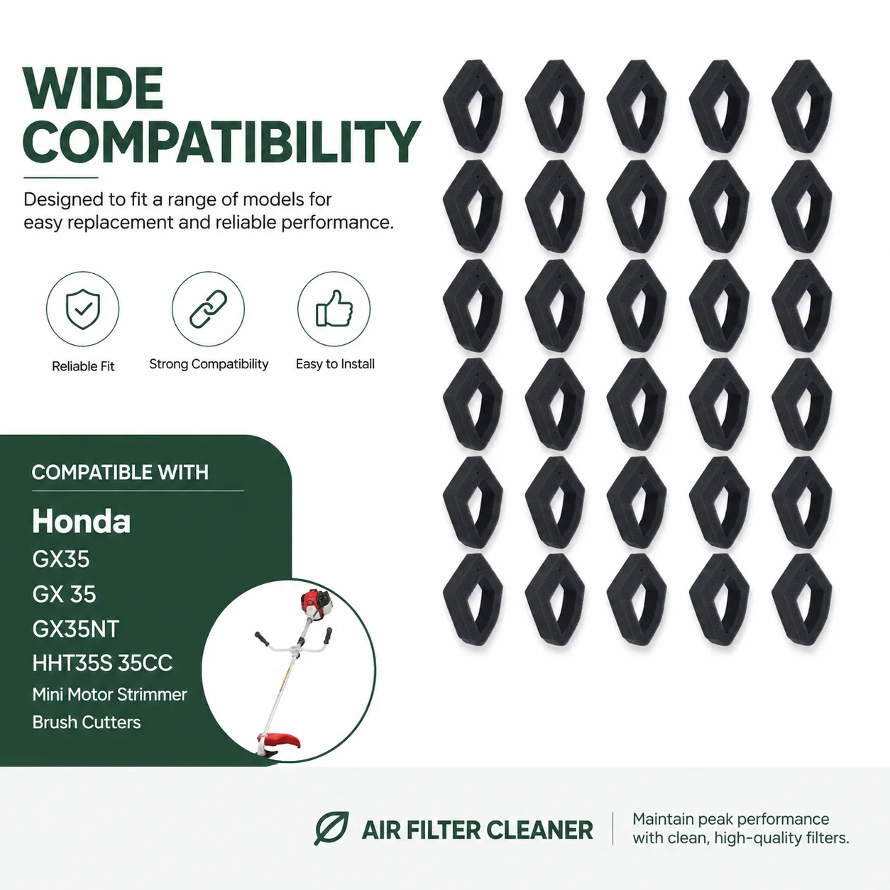 30Pcs Air Filter Cleaner Replacement Kit For Honda GX35 GX 35 GX35NT HHT35S Strimmer Brushcutter Weedeater Garden Tool Parts