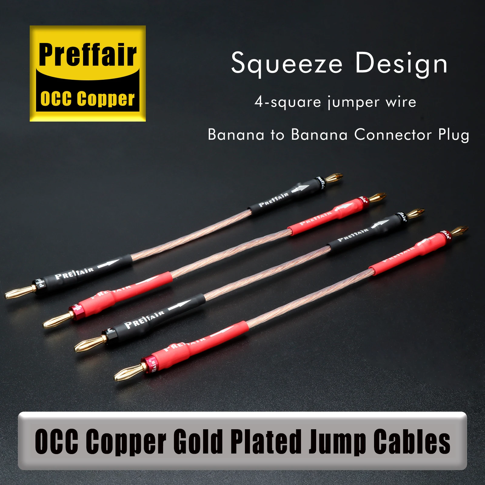 Preffair OCC hifi speaker jumper cable 4 square Bridge jumper wire gold plated banana Y spade speaker connector for speaker amp