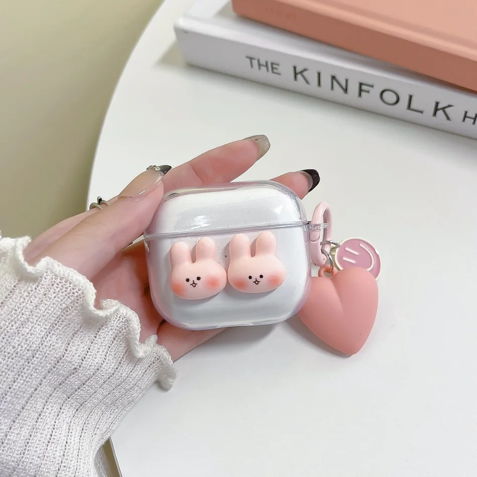 لطيف أرنب الحال بالنسبة لسوني لينكبروز S / Ambie AM-TW01 قضية الكرتون المفاتيح سماعة غطاء واضح حافظة من السيليكون