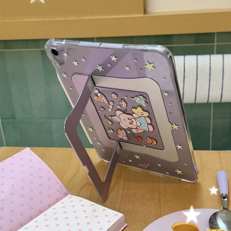 Kawaii Purple Cute Bear Sweet Fashion For iPad Pro 13 11 M5 M4 M3 M2 Air 8 7 5 6 11th A16 12.9'' 10 11 12 Th Mini 7 6 Case