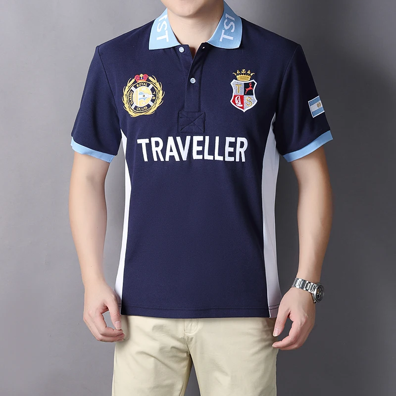 Herren-Poloshirt Argentinien Reisender Baumwolle Stickerei Farbige Nähte Klassisches Modedesign Original-Design Reine Baumwolle Hohe Qualität – Detail 6
