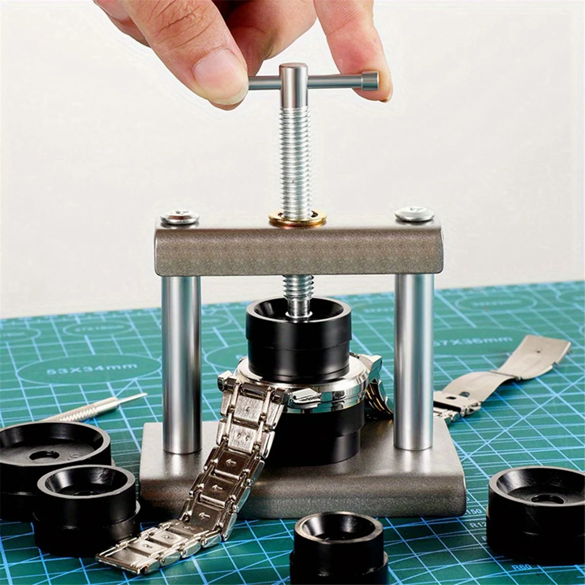 ELBA_12pcs Watch Metal Capping Machine Set Back Case Cover Press Screw Close Watchmakers Hand Repair Tools Kit