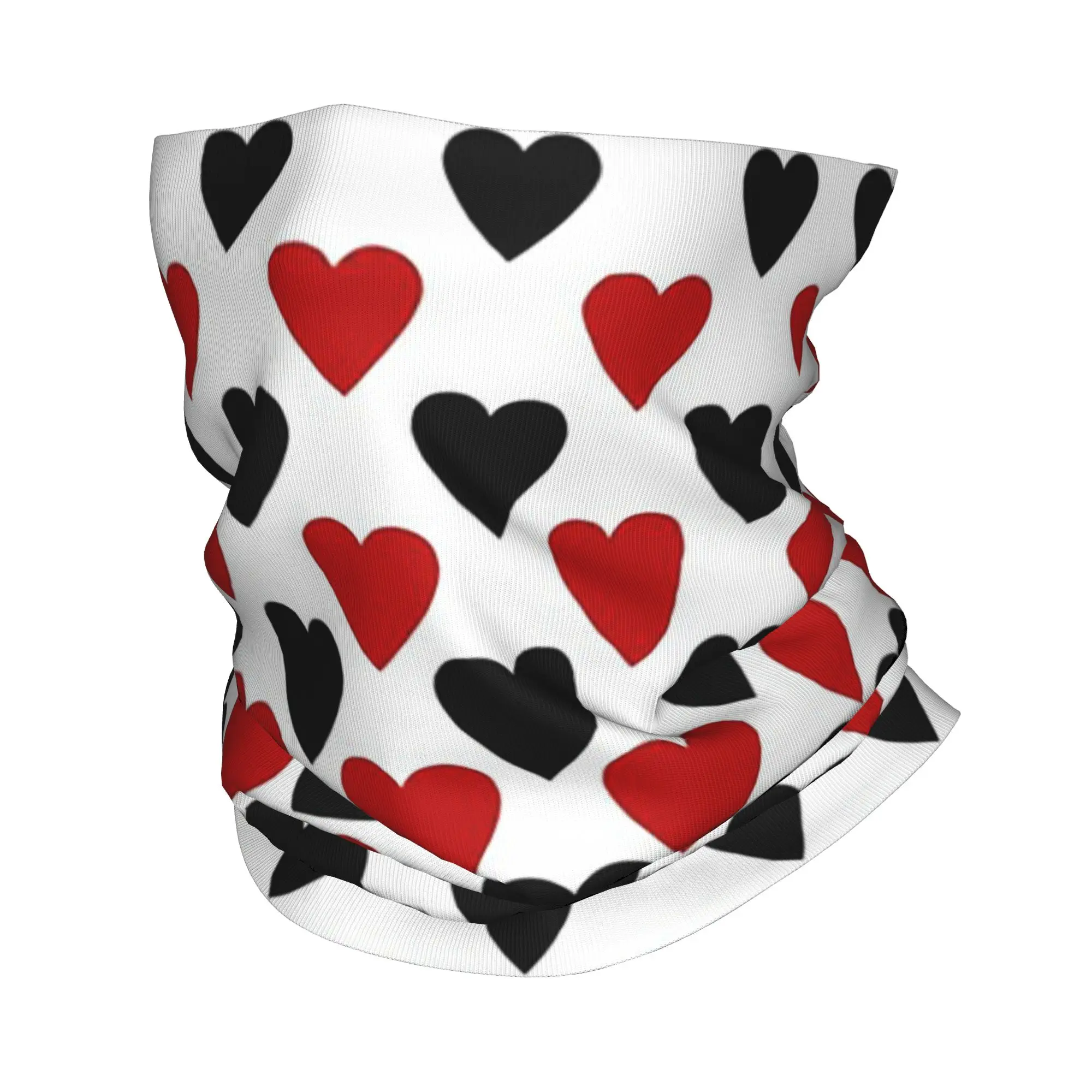 Poker Playing cards Hearts Suits Pattern Bandana Neck Gaiter Printed Face Scarf Headwear Outdoor Sports For Men Women Adult