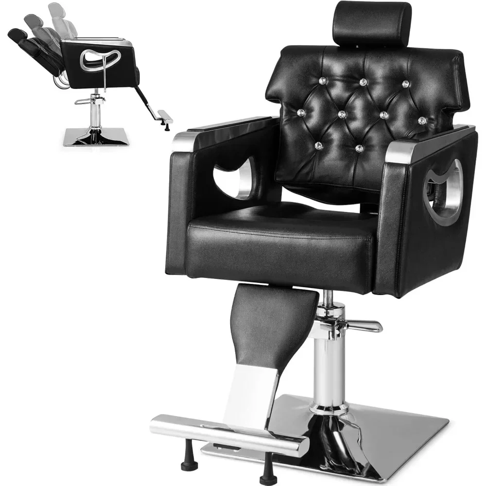 

Barber Chairs.Reclining Salon Chair,Height Adjustable Heavy Duty Hydraulic PumpRemovable Headrest Makeup TattooStationBarbershop