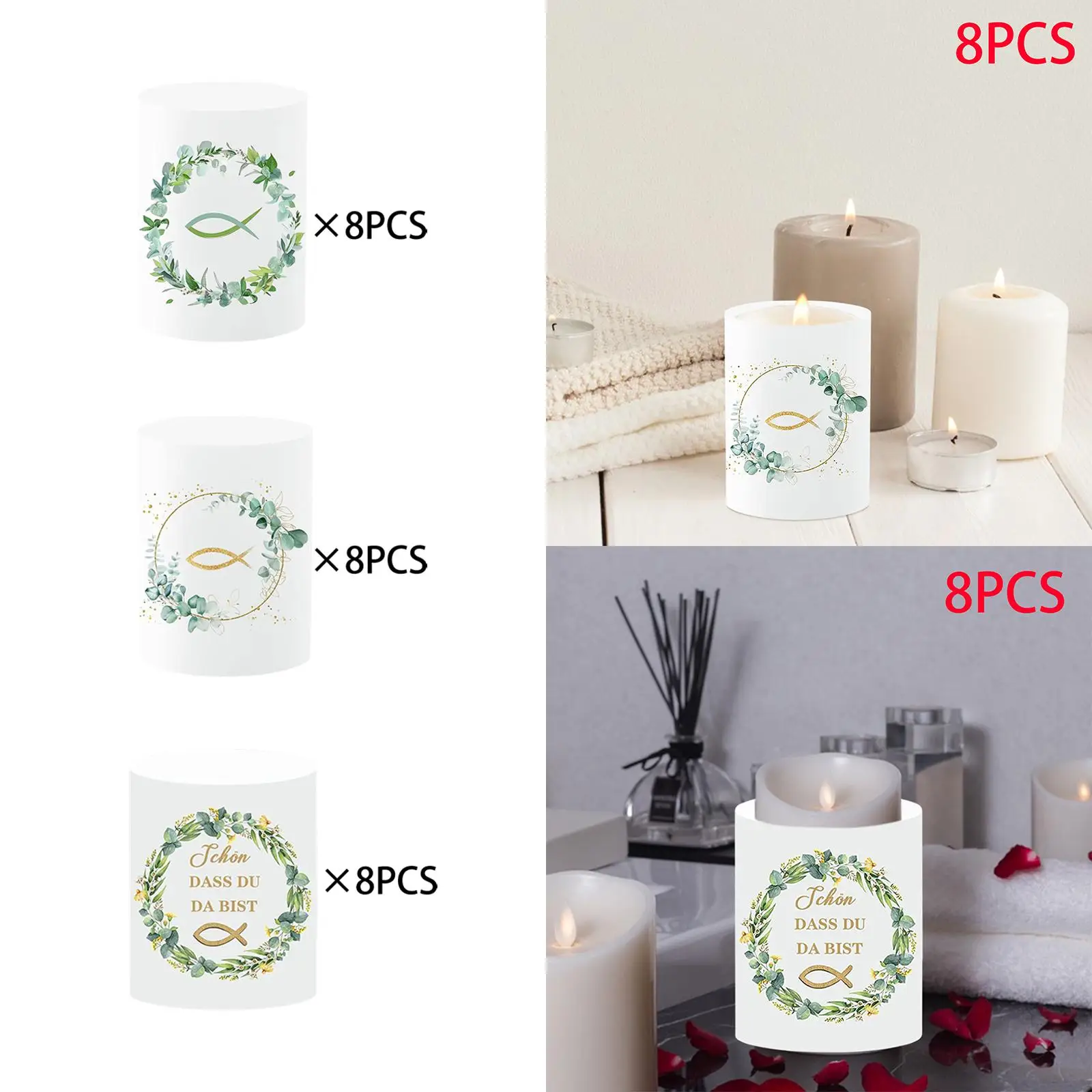 8Pcs Votive Wraps, Decorative Wraps Cupcake Wrappers Table Centerpieces, Tea