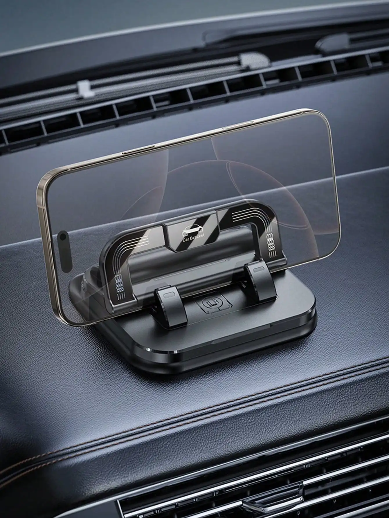 2-in-1-Auto-Handyhalterung und Parkplattenhalter – Klebeinstallation, 360 °   Rotation, Anti-Shake & Stabil, Faltbares Design