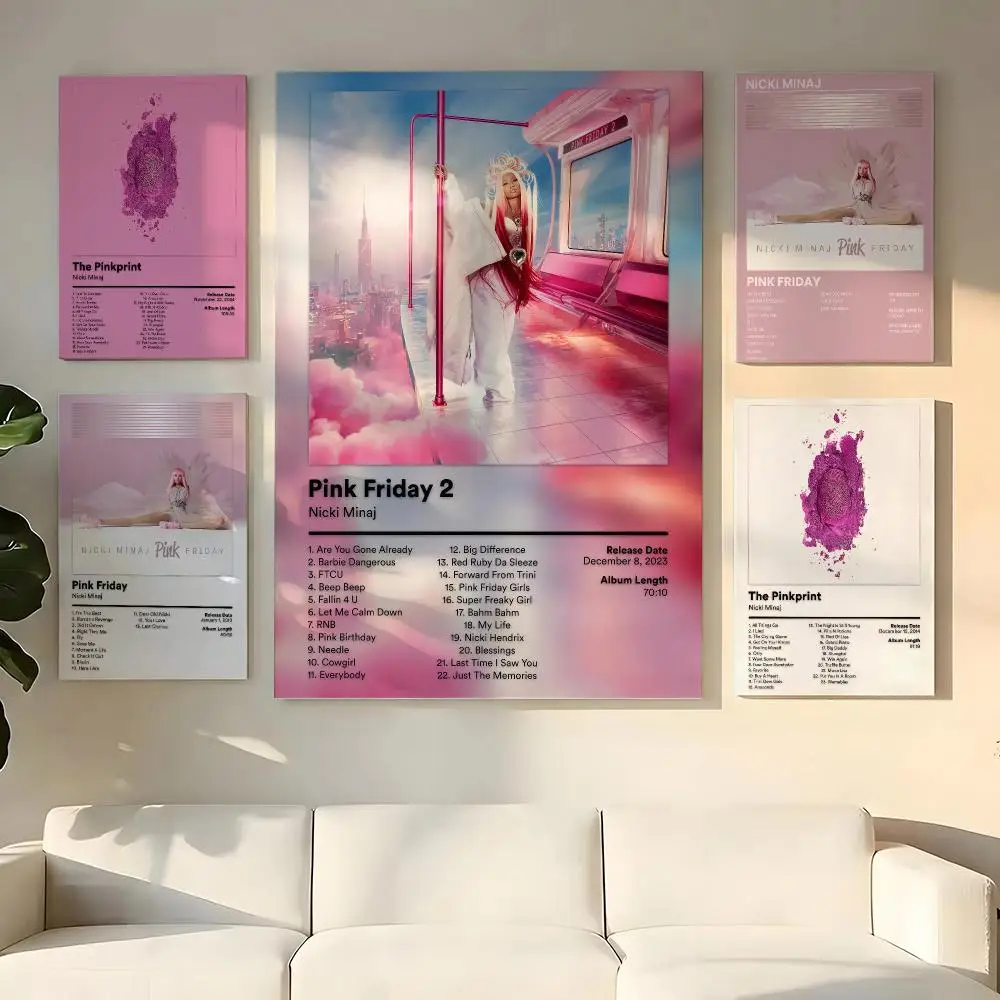 Rapper N-Nicki Minaj Album Cover Painting Calligraphy Wooden Framed Canvas Poster Wall Art HD Waterproof Print Home Decor