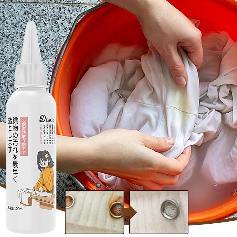 Fabric Rust Stain Remover 100ml Clothes & Sheets Rust Remover Safe Professional Strength Rust Perspiration Cleansing Agent For