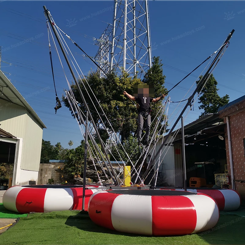 4-Person Inflatable Bungee Trampoline Game with Removable Control Machine Outdoor Entertainment Inflatable Castle