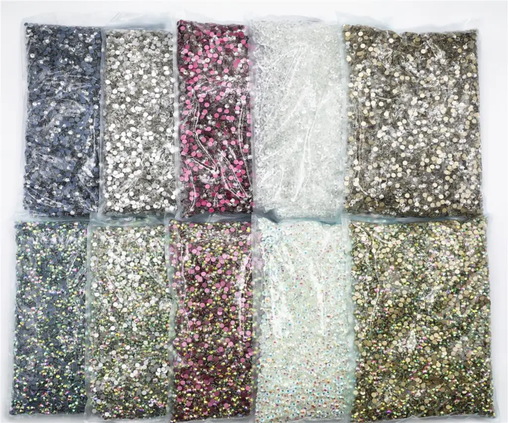 

14400pcs Bulk Big package Crystal Clear Color ss3-ss30 Non Hot Fix Rhinestones FlatBack Nail Art Rhinestones Garment Decorations