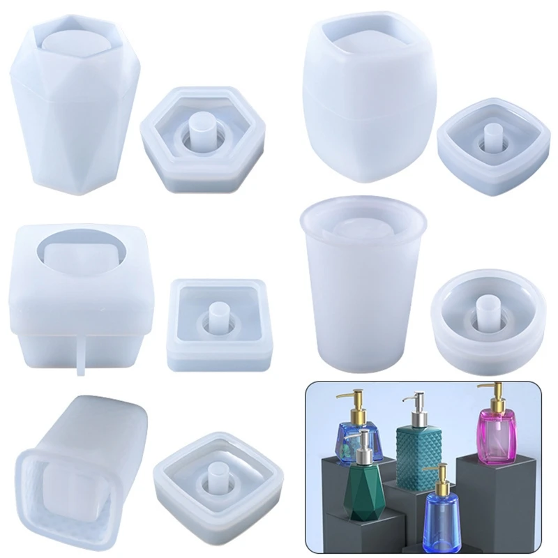 Garrafa Silicone Mold Loção Garrafa Soap Dispenser Resina Molde para DIY UV Epoxy Handmade Home Decors Armazenamento