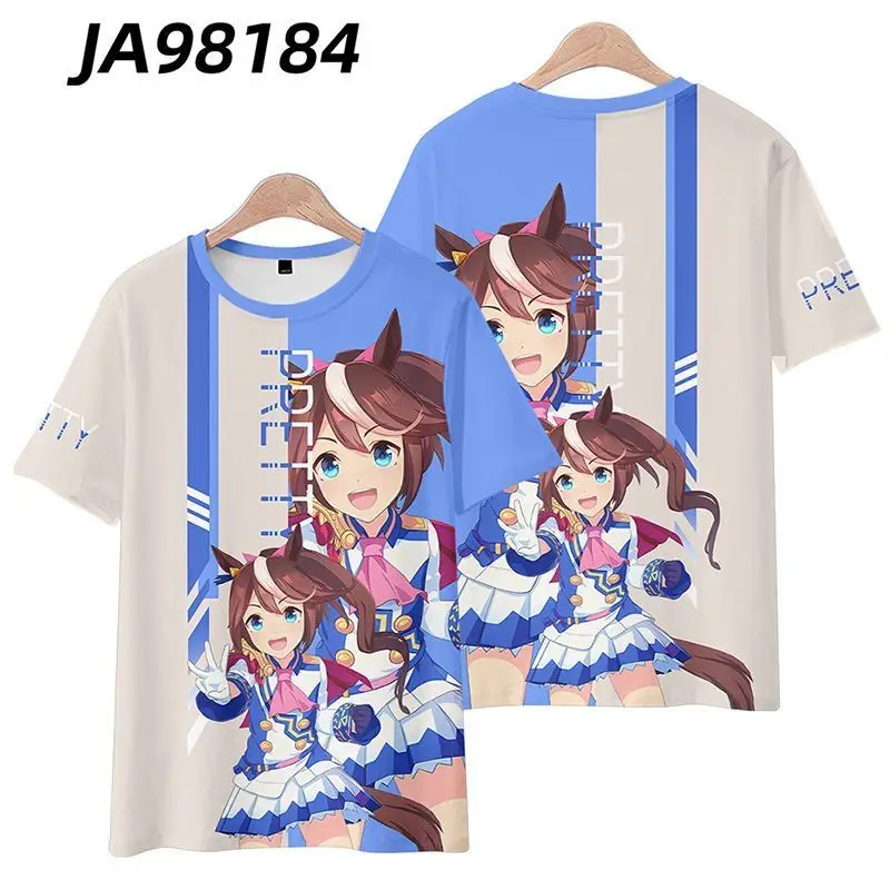 

Uma Musume Merchandise Short-Sleeve T-Shirts Featuring 2D Characters Such Rimi Kikan, Man City, Chado, And Emperor, Well As
