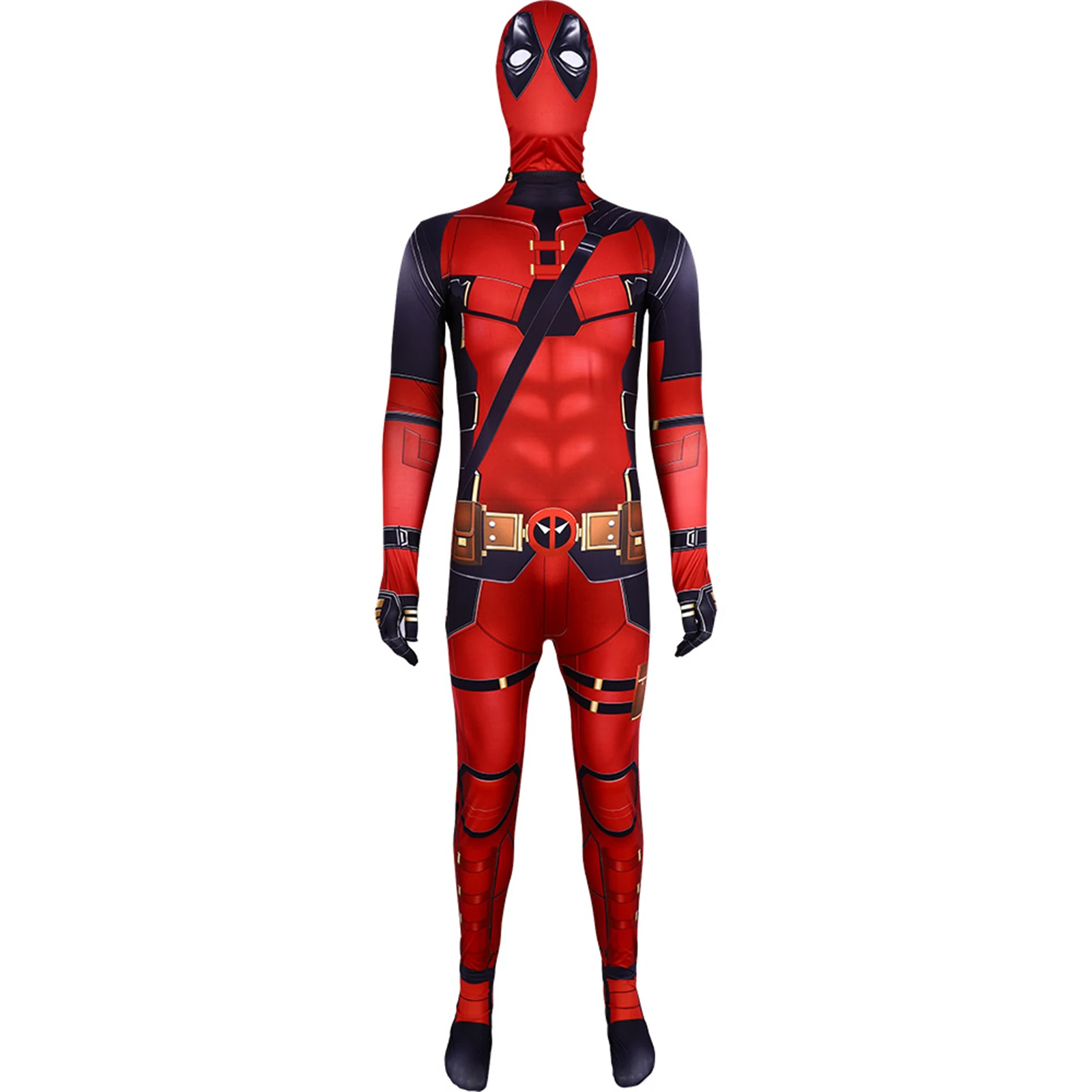 Fato Cosplay Anime Wade masculino, bodysuit vermelho com luva, terno completo para Halloween, roupa de festa de carnaval