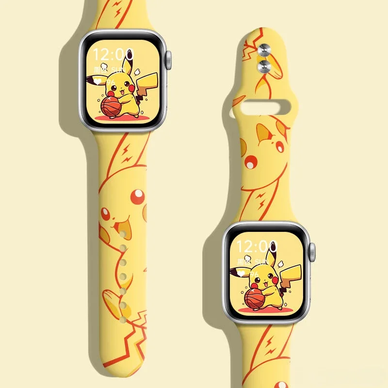 Pikachu series Silicone strap for iwatch S8765432SE full Replacement watch band Cartoon Anime 38mm 41mm 44mm 45mm birthday gifts