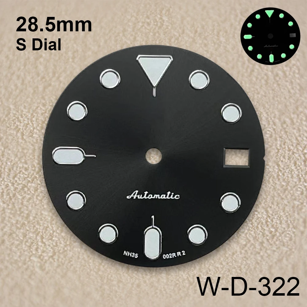 28.5mm S Logo NH34/NH35 SUB/SKX007 Dial Fit NH34/NH35/NH36 Movement Green Luminous High Quality NH34/NH35 Accessories ﻿
