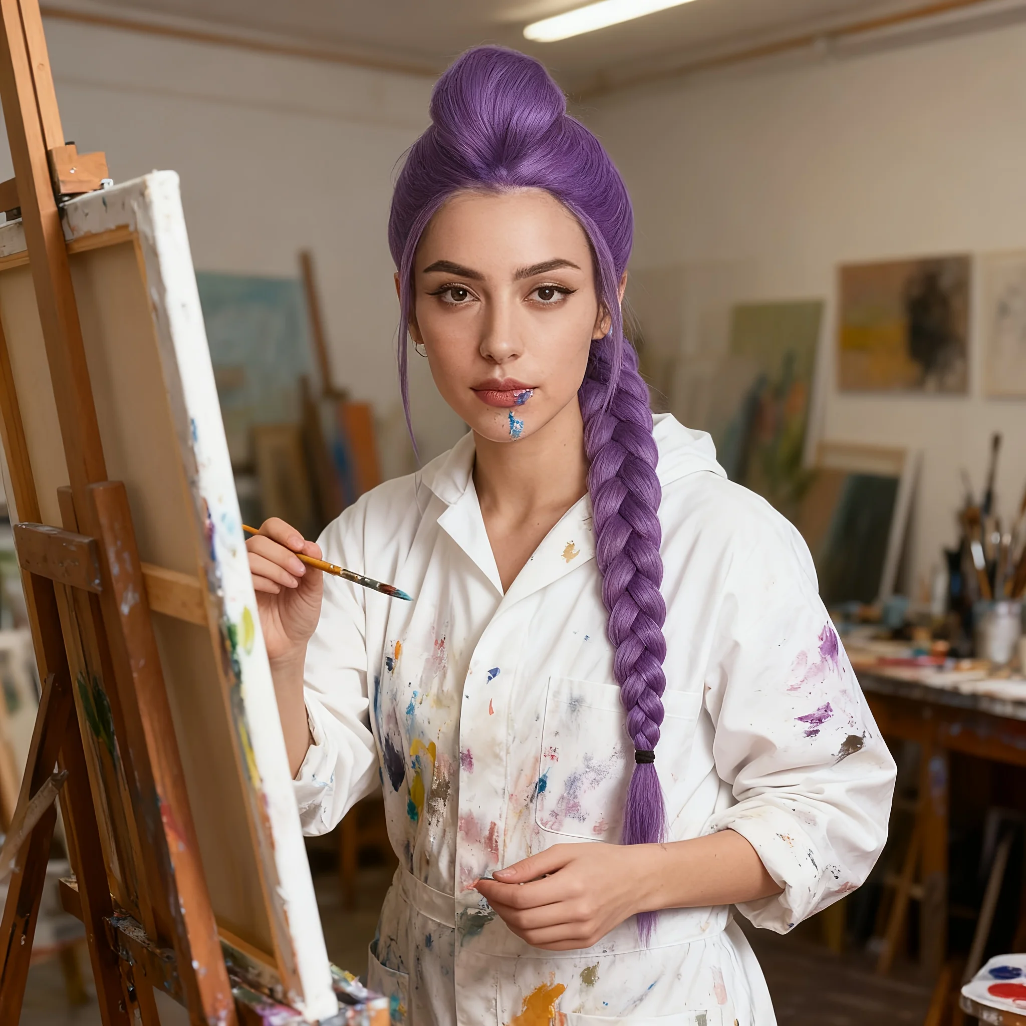 Purple Knitted Wig for Women and Men-Knitted Hair Supplement with Reliable Switch Review,Easy Maintenance Synthetic Wig Cosplay